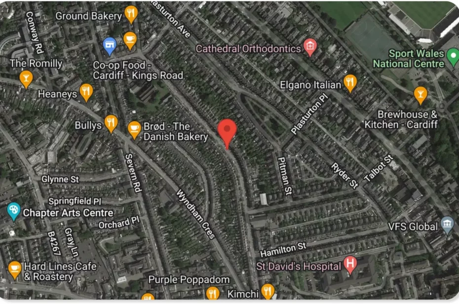 Google maps view of cathays