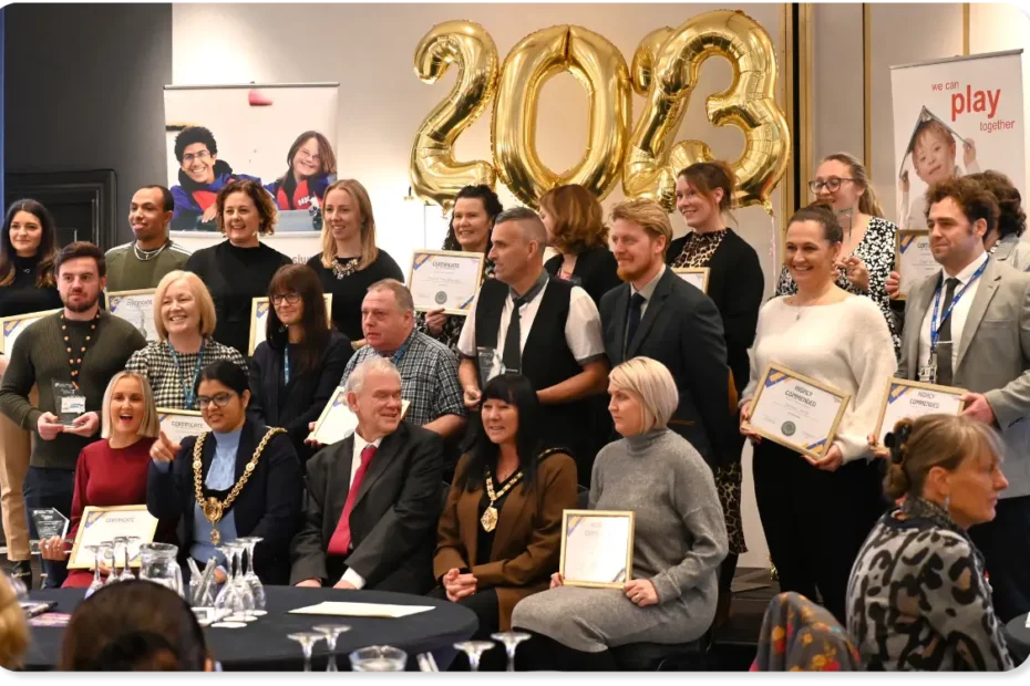 Award winners on stage at the understanding disability awards 2023
